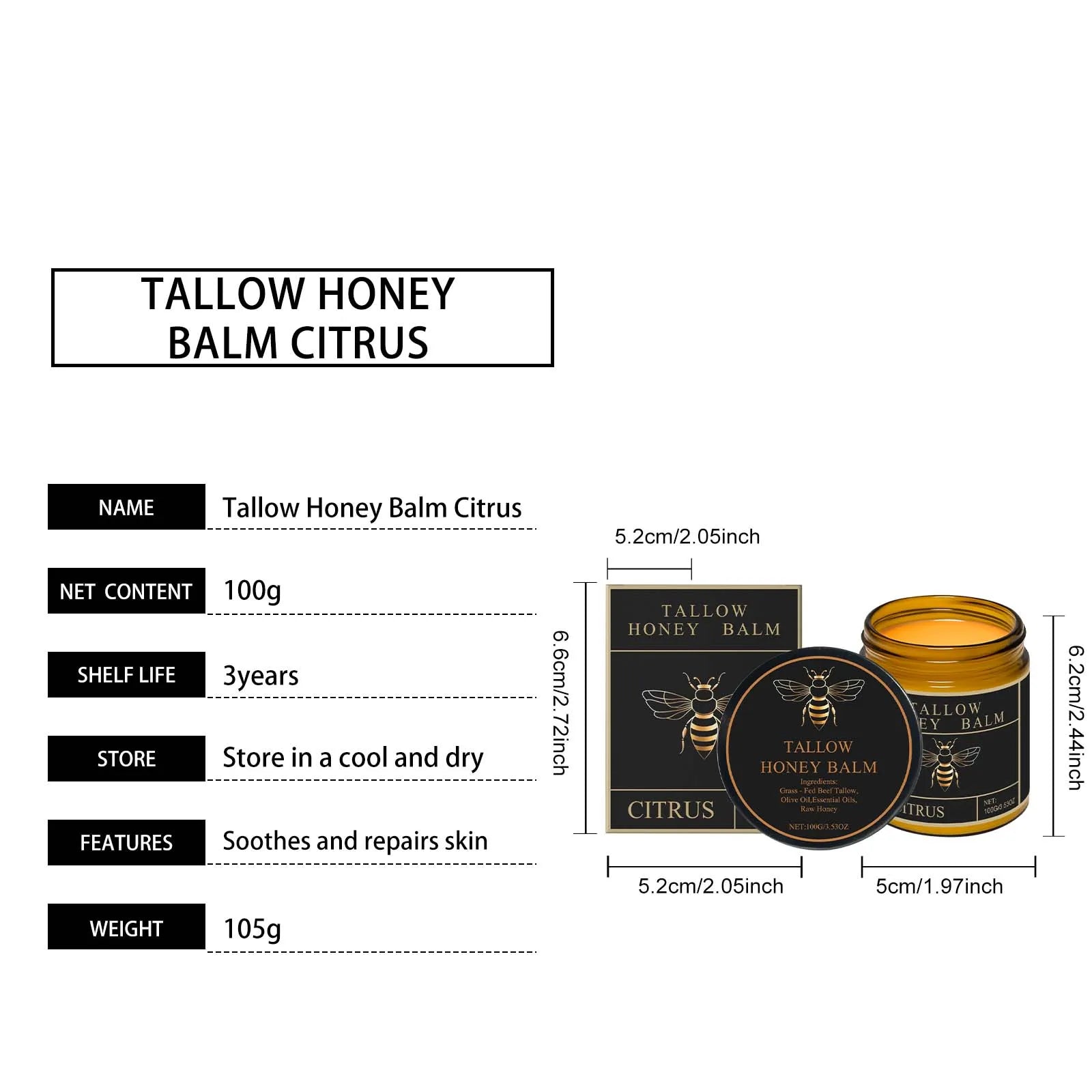 Tallow & Honey Glow Cream – Hydrating Face & Body Moisturizer for Soft, Firm Skin