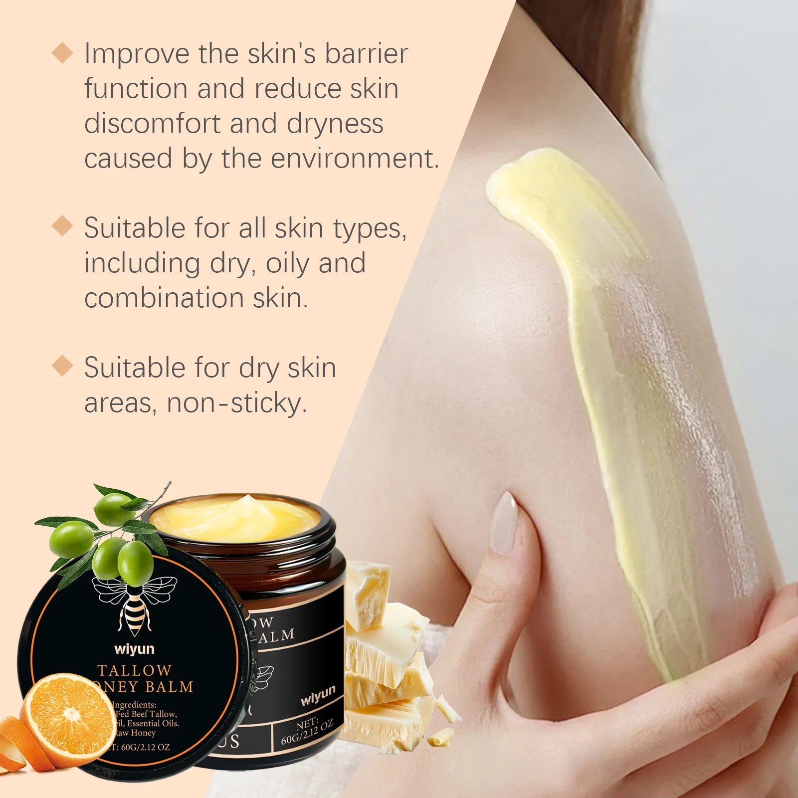 Tallow & Honey Glow Cream – Hydrating Face & Body Moisturizer for Soft, Firm Skin