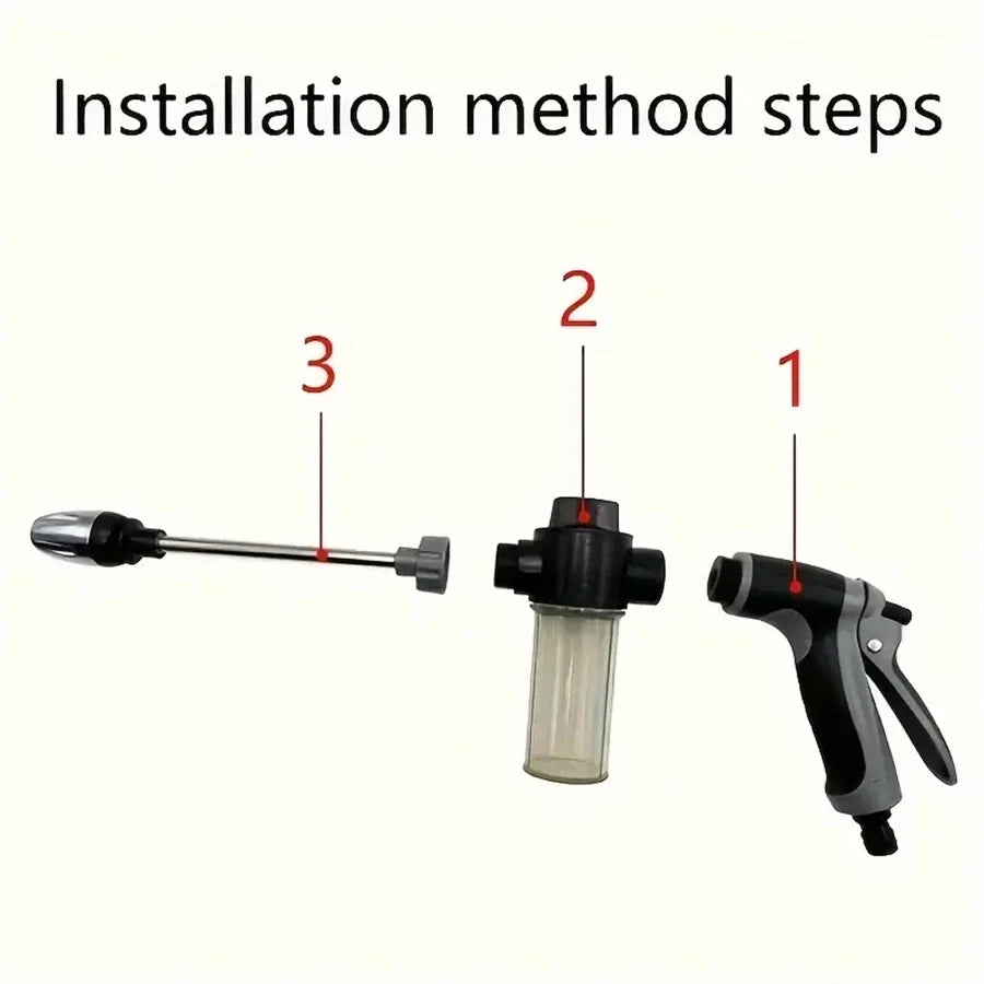 High-Pressure Water Gun Nozzle – Adjustable Metal Sprayer for Car Wash, Garden & Cleaning