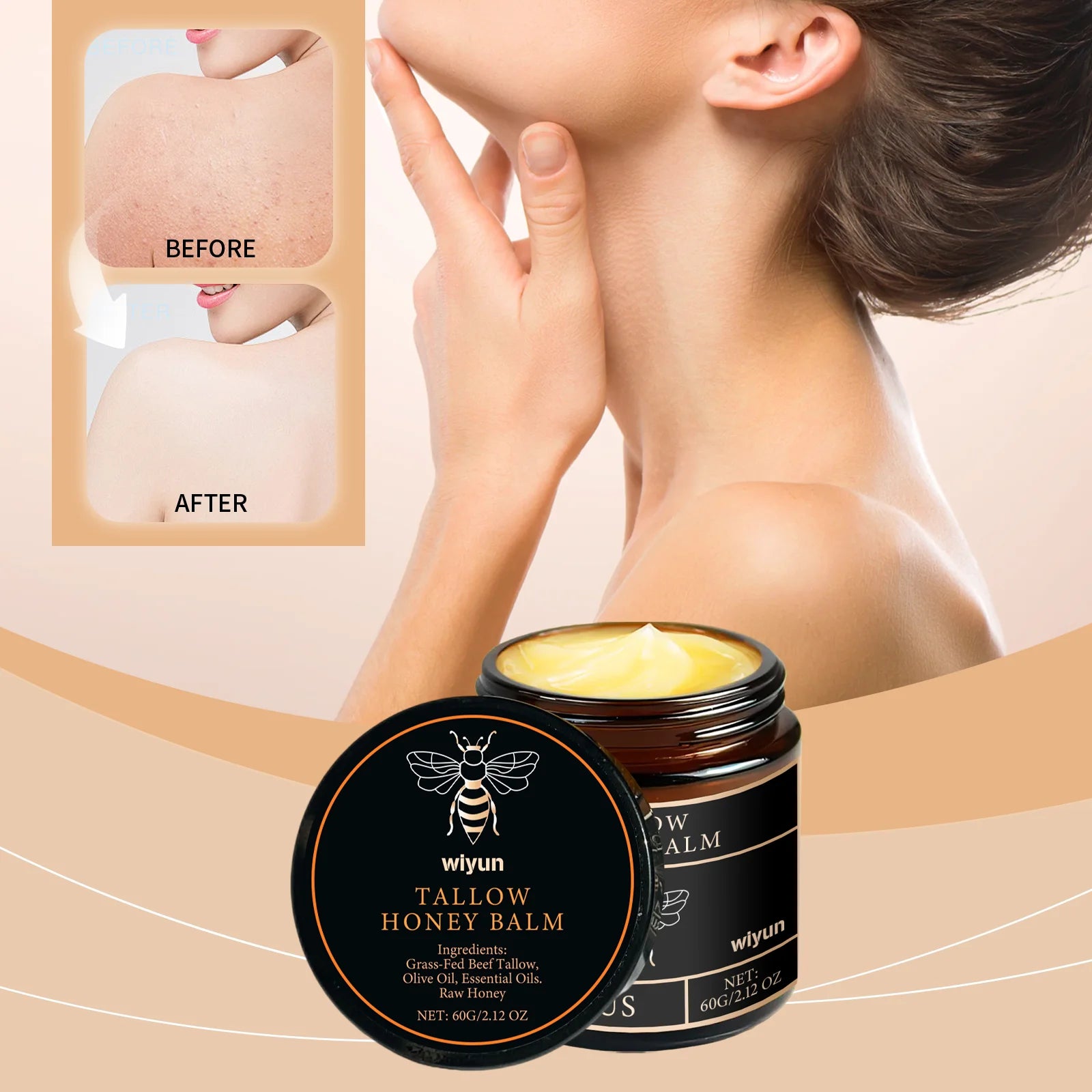 Tallow & Honey Glow Cream – Hydrating Face & Body Moisturizer for Soft, Firm Skin