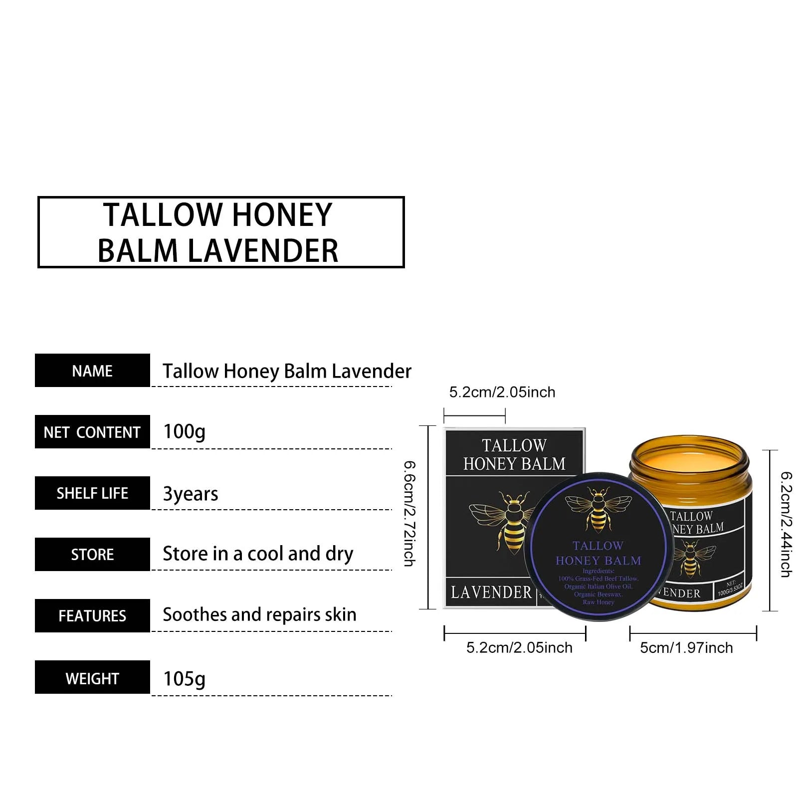 Tallow & Honey Glow Cream – Hydrating Face & Body Moisturizer for Soft, Firm Skin